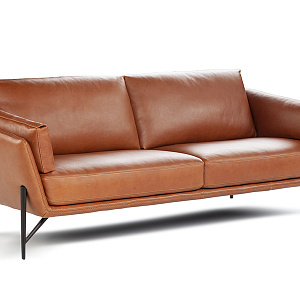 Диван итальянский прямой кожаный Venere  Calia Italia строгих форм, на металлических изящных ножках
