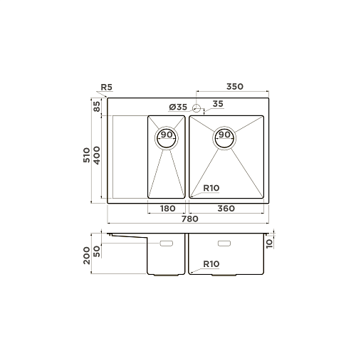  Мойка Omoikiri Akisame 78-2-R-LG , фото № 2