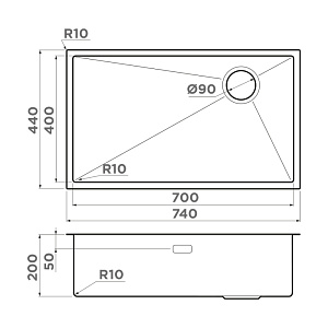 Мойка Omoikiri Taki 74-U/IF Side-LG