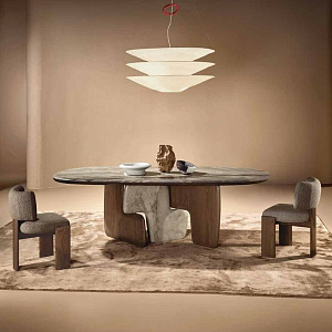 Стол итальянский дизайнерский  обеденный Balance на основании из дерева и камня Nature Design