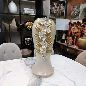 Ваза Giapp H60 The Orchids 7503с фарфоровыми цветами Capodimonte   керамическая итальянская Mezzalun