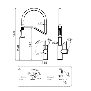 Смеситель Omoikiri Makkari 2 Plus-SB-GM-BL