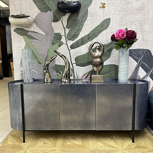 Тумба итальянская дизайнерская Supernova Piombo Dallagnese Италия закругленная  металлизированная