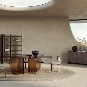 Итальянская Тумба Dolmen Nature Design дизайнерская из массива дерева с мраморной столешницей