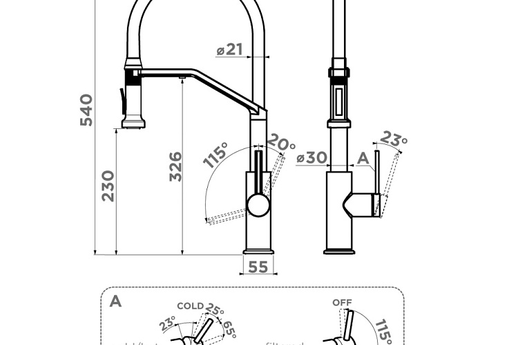  Смеситель Omoikiri Makkari 2 Plus-SB-BN-BL , фото № 2