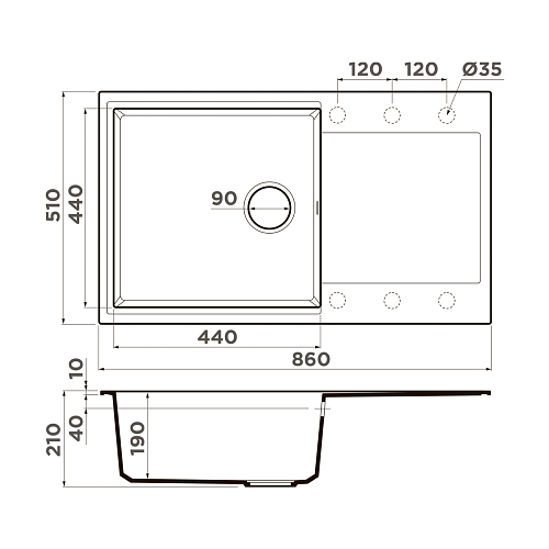  Мойка Omoikiri Daisen 86-BL , фото № 2