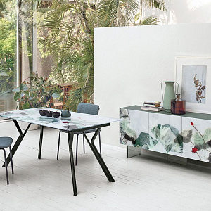 Итальянский дизайнерский раскладной  обеденный компактный стол Katana с цифровой печатью