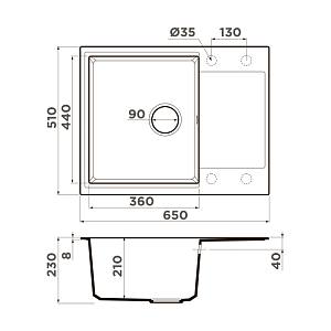 Мойка Omoikiri Daisen 65T-SA