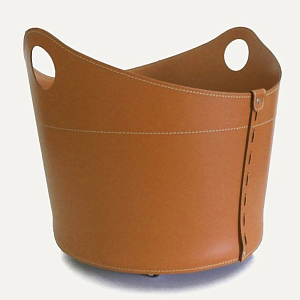 Корзина из кожи CADIN на колесах для пледов/подушек