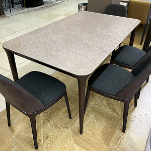 Стильный обеденный итальянский стол Smooth из массива дерева с керамической столешницей. Dall`agnese