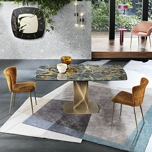 Итальянский обеденный  стол Sabino раскладной Riflessi компактный с эффектной столешницей Verde