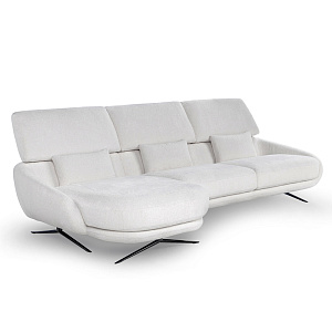 Диван угловой Regal с шезлонгом Calia Italia Италия с регулируемой спинкой в серой ткани