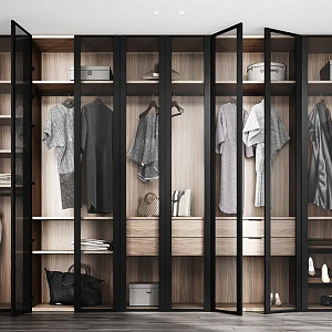 Гардеробная FORMINA с фасадами из стекла и алюминия always available