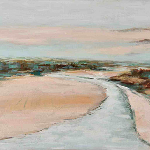 Картина Sand river 120×90 Природа Италия ручная работа пейзаж в розовых тонах