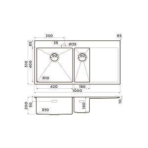 Мойка Omoikiri Akisame 100-2-L-GM