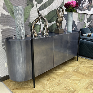 Тумба итальянская дизайнерская Supernova Piombo Dallagnese Италия закругленная  металлизированная