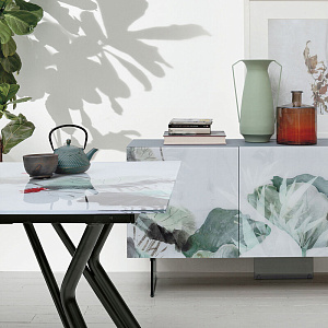 Итальянский дизайнерский раскладной  обеденный компактный стол Katana с цифровой печатью