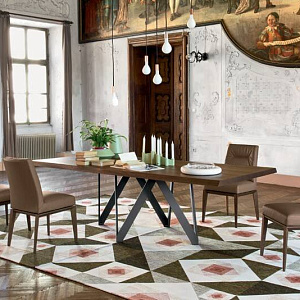 Стол обеденный итальянский фиксированный CARTESIO Calligaris с керамической столешницей