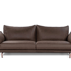 Диван итальянский прямой кожаный Dragees Calia Italia с округлыми формами и декоративной строчкой