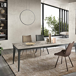 Стол  Ulisse обеденный итальянский раскладной компактный с керамической серой столешницей на 4 ногах