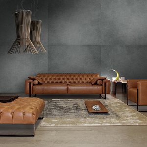 Диван итальянский со стеганой спинкой кожаный Niobe Calia Italia Италия с увеличением по глубине