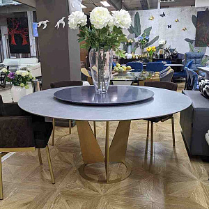 Большой круглый итальянский  обеденный стол Eiffel  Dall`agnese с керамической столешницей