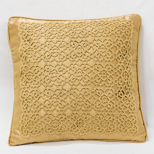  Декоративная подушка ручной работы золотистая , фото № 1