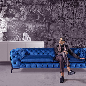 Диван итальянский  Belle Epoque Calia Italia в стиле арт-деко с простежкой капитоне и на ножках