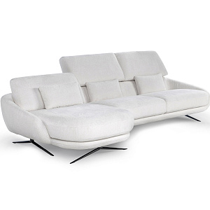 Диван угловой Regal с шезлонгом Calia Italia Италия с регулируемой спинкой в серой ткани