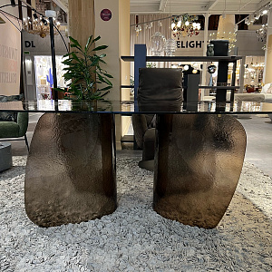 Стол дизайнерский стеклянный итальянский Blur Nature Design Италия полностью из стекла Martellato