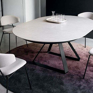 Итальянский Стол обеденный раскладной ATLANTE CS4117-D 127 . Calligaris. Круглый стол с керамической