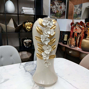 Ваза Giapp H60 The Orchids 7503с фарфоровыми цветами Capodimonte   керамическая итальянская Mezzalun