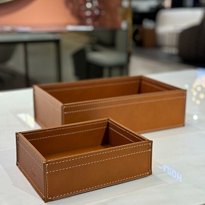 Набор из 3х кожаных корзинок