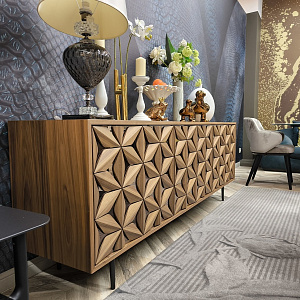 Итальянская дизайнерская тумба TV All Star Tonin Casa из массива дерева с эффектными фасадами