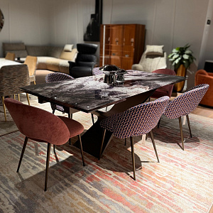 Раскладной итальянский обеденный стол SEDIT - BALTIK, glass decor cod. 01