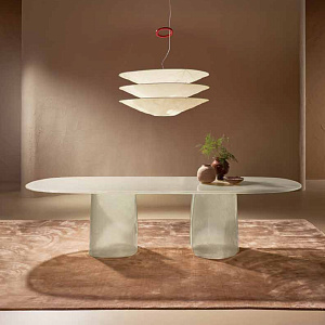 Стол итальянский обеденный Cinnamon Nature Design полностью изготовленный из стекла