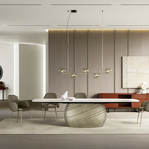 Итальянский дизайнерский стол GIOVE Eforma за основании из цемента с толстой столешницей из керамики